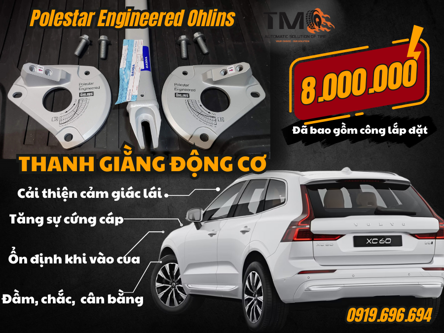 Thanh Giằng Động Cơ Polestar Engineered Ohlins cho Volvo XC60 cải thiện đáng kể khả năng xử lý và độ ổn định của xe, đặc biệt là khi vào cua,...