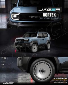 Toyota FJ màu xanh nhạt phối mâm Lenso Jäger Vortex màu bạc