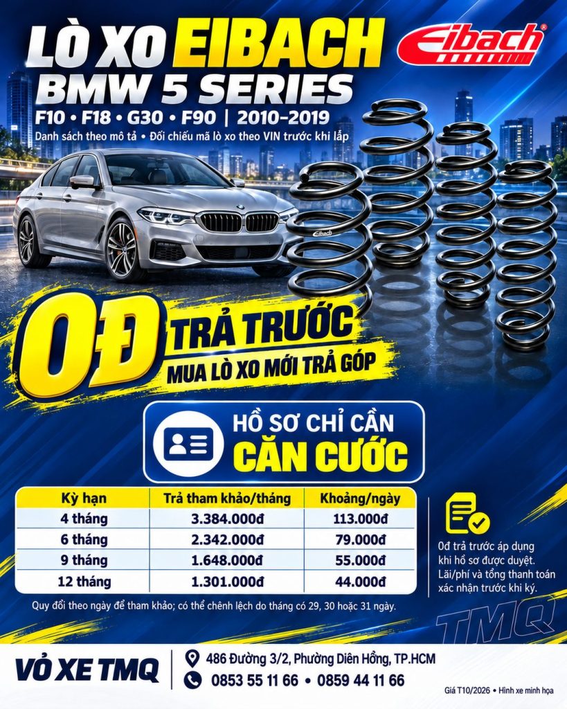 Banner lò xo Eibach cho BMW 5 Series, hỗ trợ trả góp tại Vỏ Xe TMQ