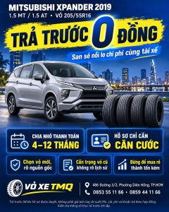 Banner Mitsubishi Xpander 2019 màu bạc cùng bộ vỏ mới, giới thiệu vỏ 205/55R16 trả góp tại TMQ